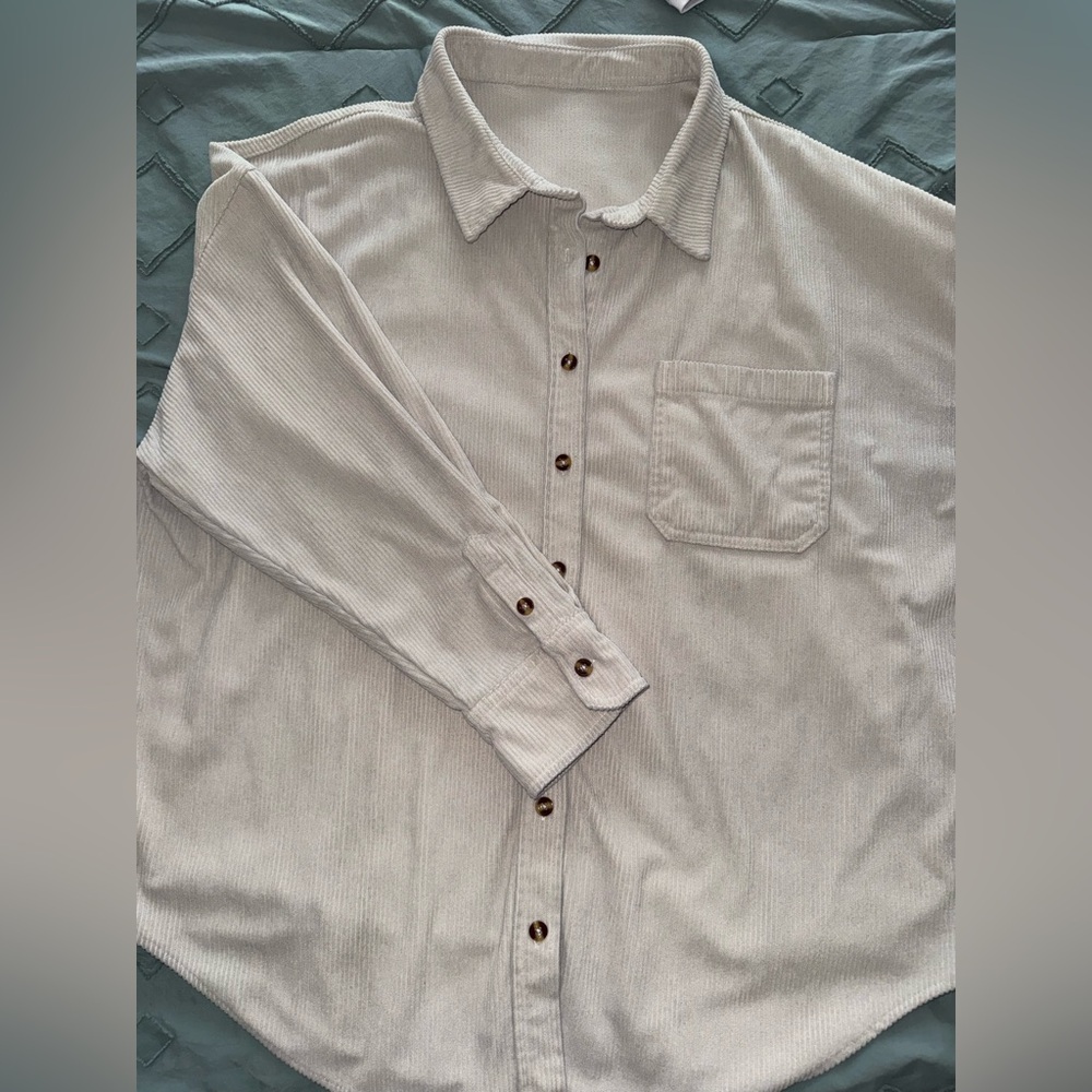 Amazon Cream Button Down Shirt for Women